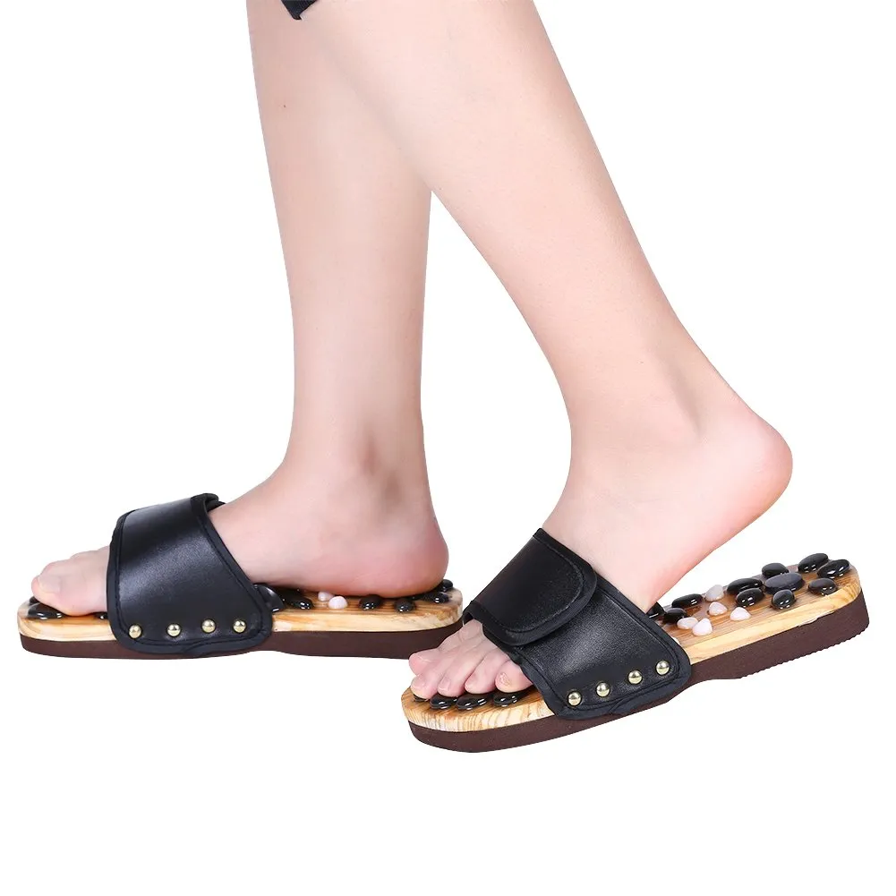 Acupressure Foot Massager Slippers for Women Men, Reflexology Naturopathy Foot Massage Sandals, Stimulated Pressure Points, Boosts Health and Relief Foot Pain (38-Black) 38 Black