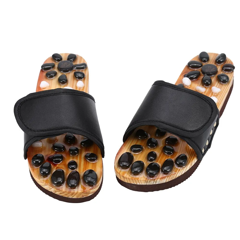 Acupressure Foot Massager Slippers for Women Men, Reflexology Naturopathy Foot Massage Sandals, Stimulated Pressure Points, Boosts Health and Relief Foot Pain (38-Black) 38 Black