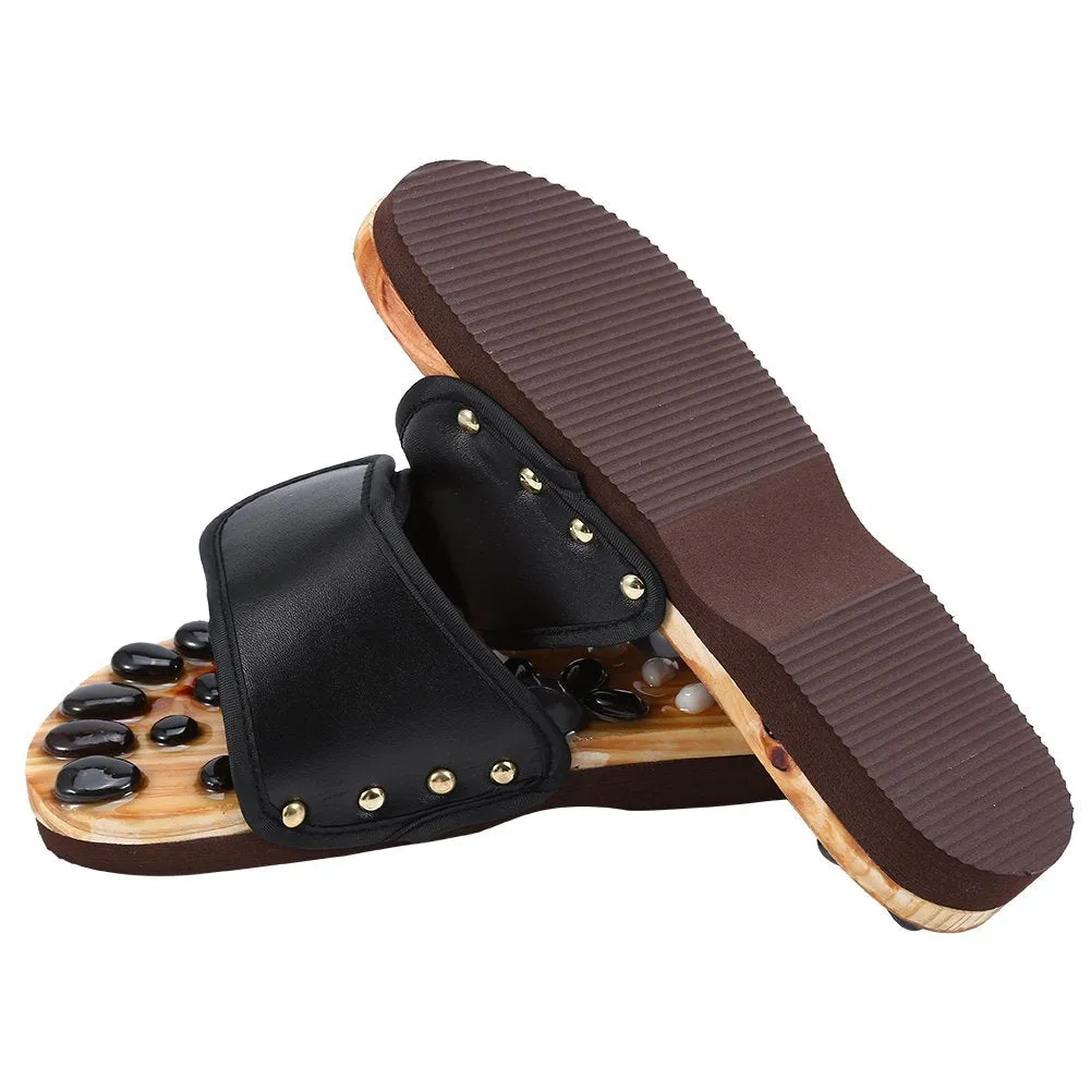 Acupressure Foot Massager Slippers for Women Men, Reflexology Naturopathy Foot Massage Sandals, Stimulated Pressure Points, Boosts Health and Relief Foot Pain (38-Black) 38 Black
