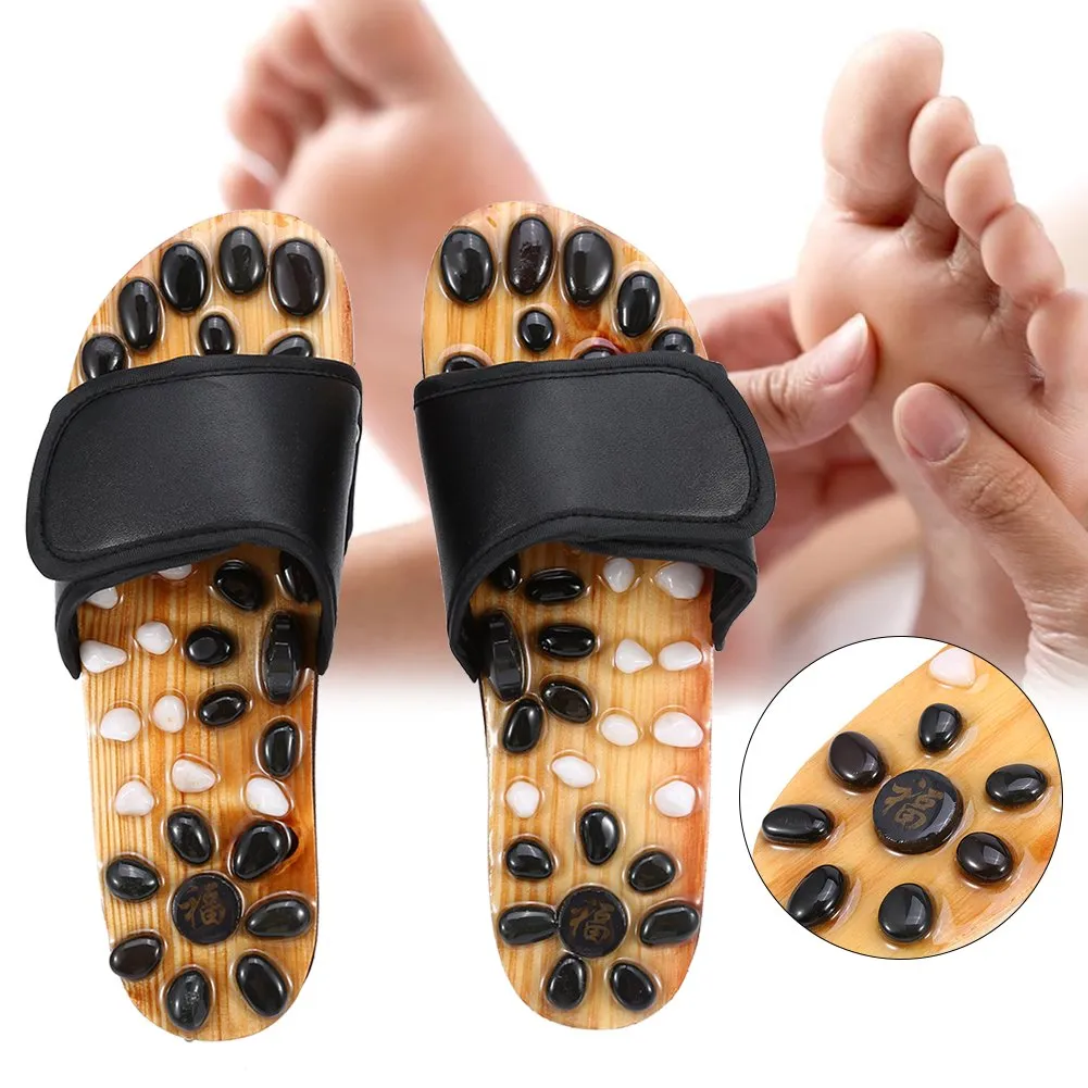 Acupressure Foot Massager Slippers for Women Men, Reflexology Naturopathy Foot Massage Sandals, Stimulated Pressure Points, Boosts Health and Relief Foot Pain (38-Black) 38 Black