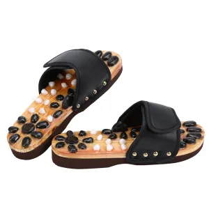 Acupressure Foot Massager Slippers for Women Men, Reflexology Naturopathy Foot Massage Sandals, Stimulated Pressure Points, Boosts Health and Relief Foot Pain (38-Black) 38 Black