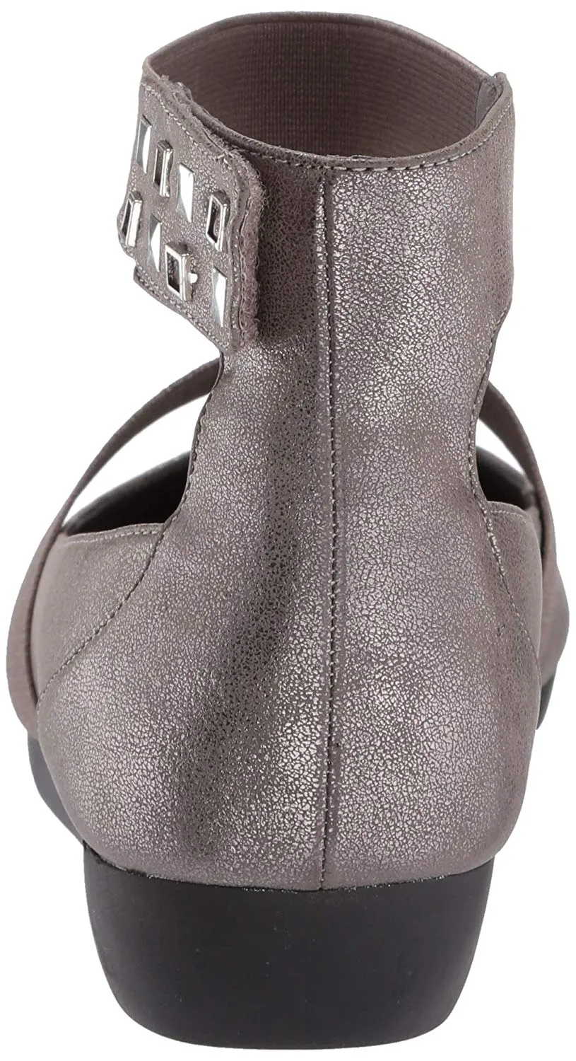 Aerosoles Dark Silver Metal Embellished Slip On Round Toe Mule Wedge Sandals