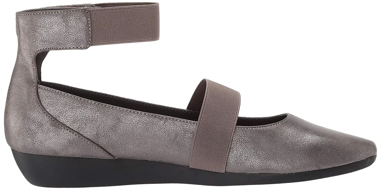 Aerosoles Dark Silver Metal Embellished Slip On Round Toe Mule Wedge Sandals