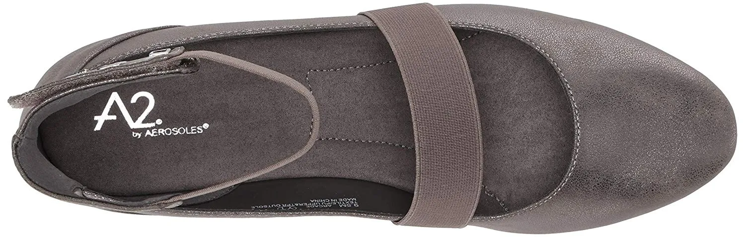 Aerosoles Dark Silver Metal Embellished Slip On Round Toe Mule Wedge Sandals