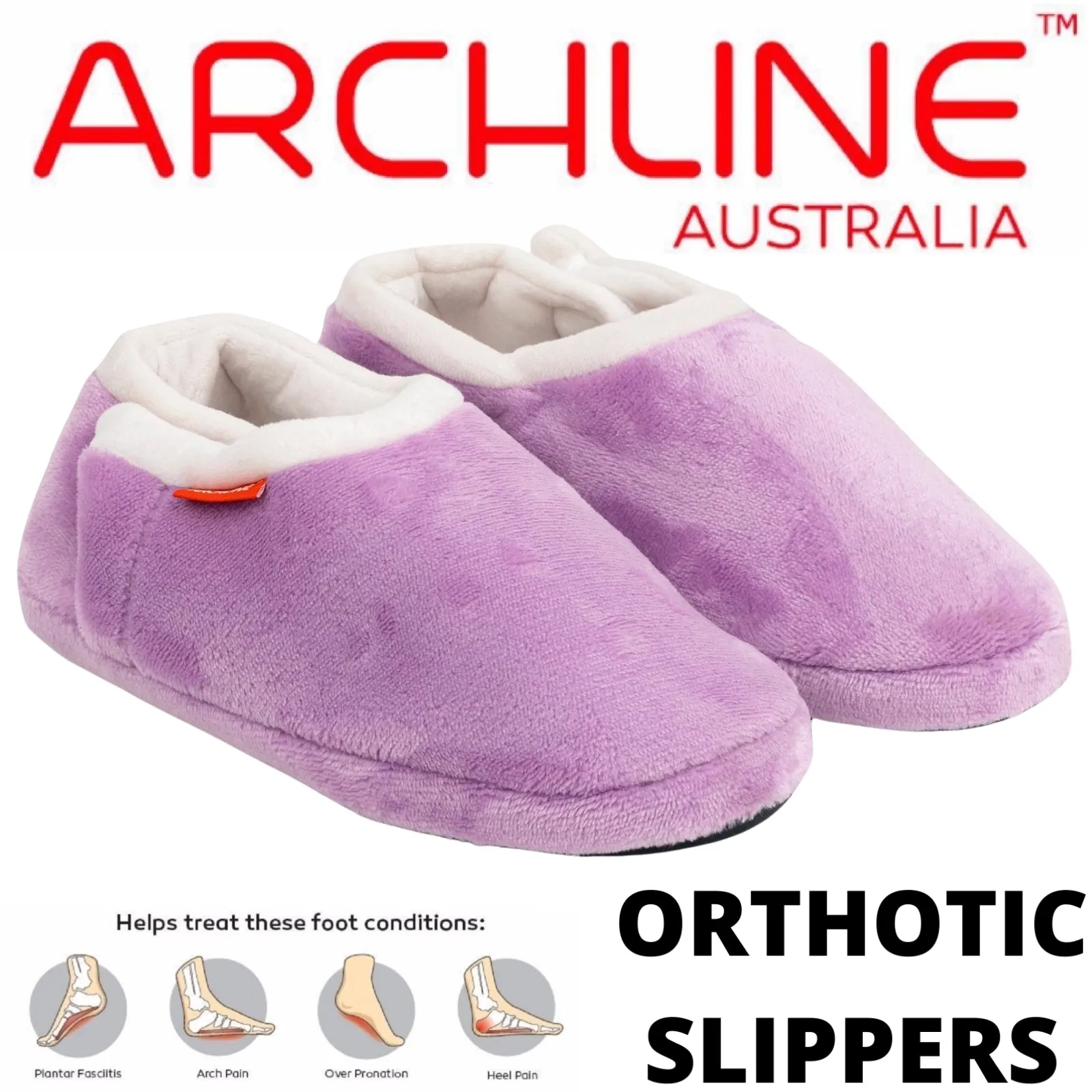 ARCHLINE Orthotic Slippers CLOSED Arch Scuffs Pain Relief Moccasins - Lilac - EU 39