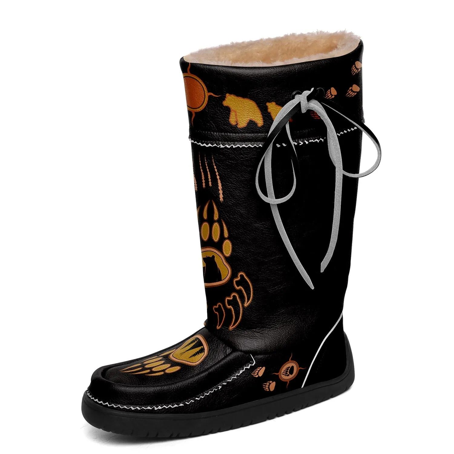 Bear Paw Tan Black Real Leather MocLux