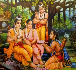 Bharat Comes To Forest And Takes Lord Rama Sandals - Ramayan - Vintage Indian Art
