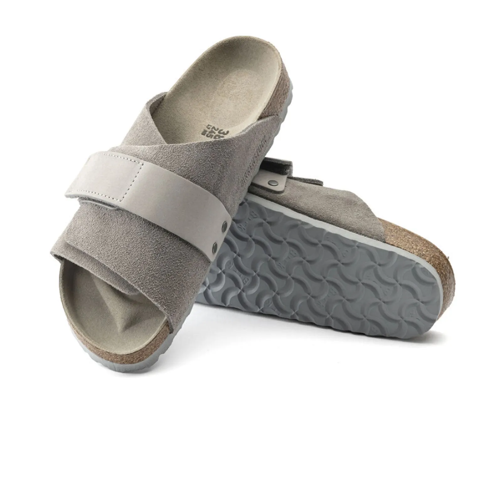 Birkenstock Kyoto Slide Sandal (Men) - Stone Coin Suede/Stone Coin Nubuck