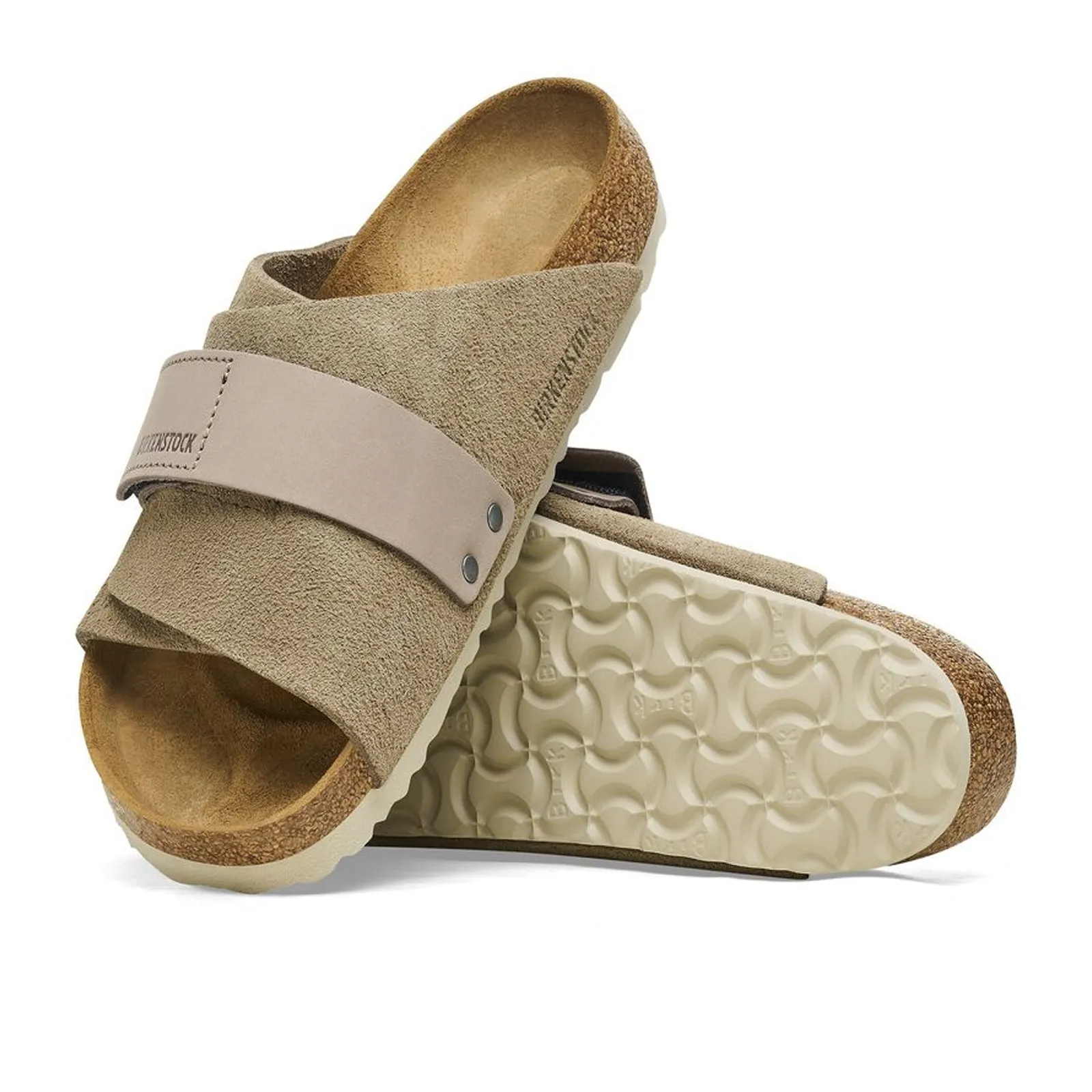 Birkenstock Kyoto Slide Sandal (Men) - Taupe Suede