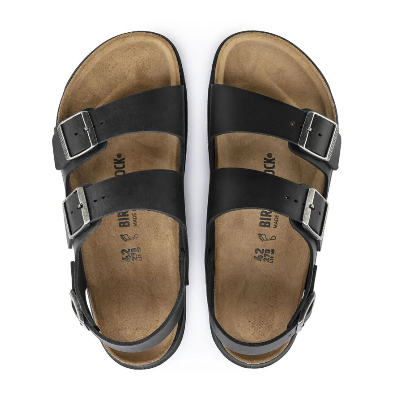 Birkenstock Milano Rugged Backstrap Sandal (Men) - Black Oiled Leather