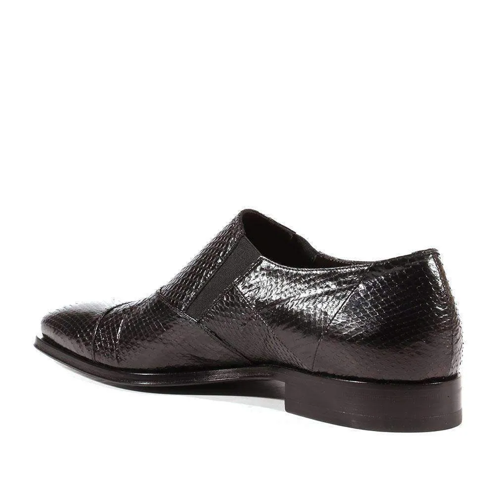 Cesare Paciotti Luxury Italian Men's Designer Shoes Ayer Lux Black Snake Print Loafers (CPM3072)