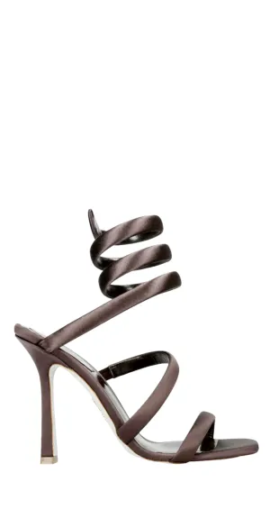 Cleo Chocolate Satin Sandals