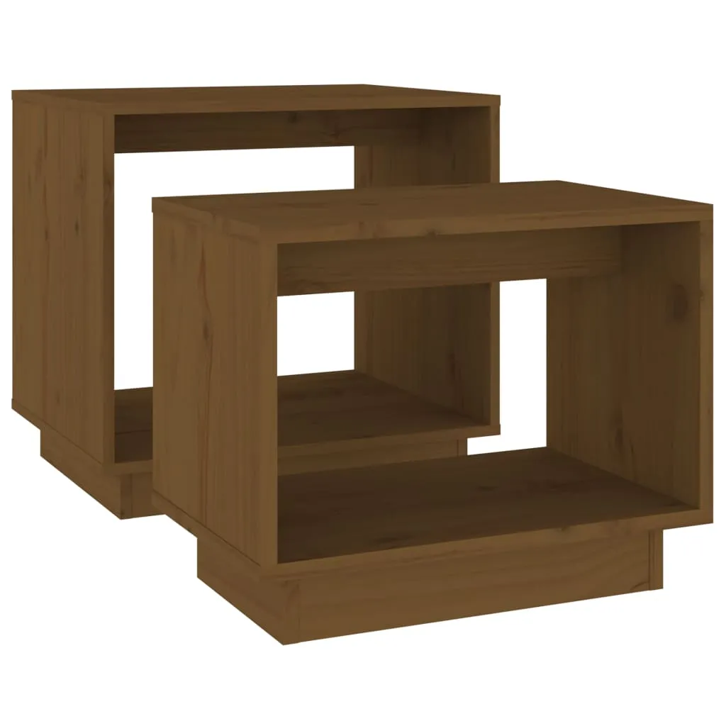 Coffee Tables 2 Pcs End Nesting Table for Living Room Solid Wood Pine