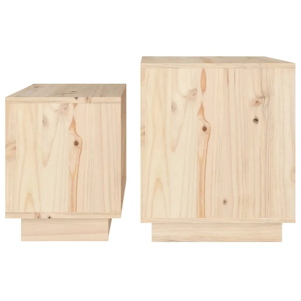 Coffee Tables 2 Pcs End Nesting Table for Living Room Solid Wood Pine