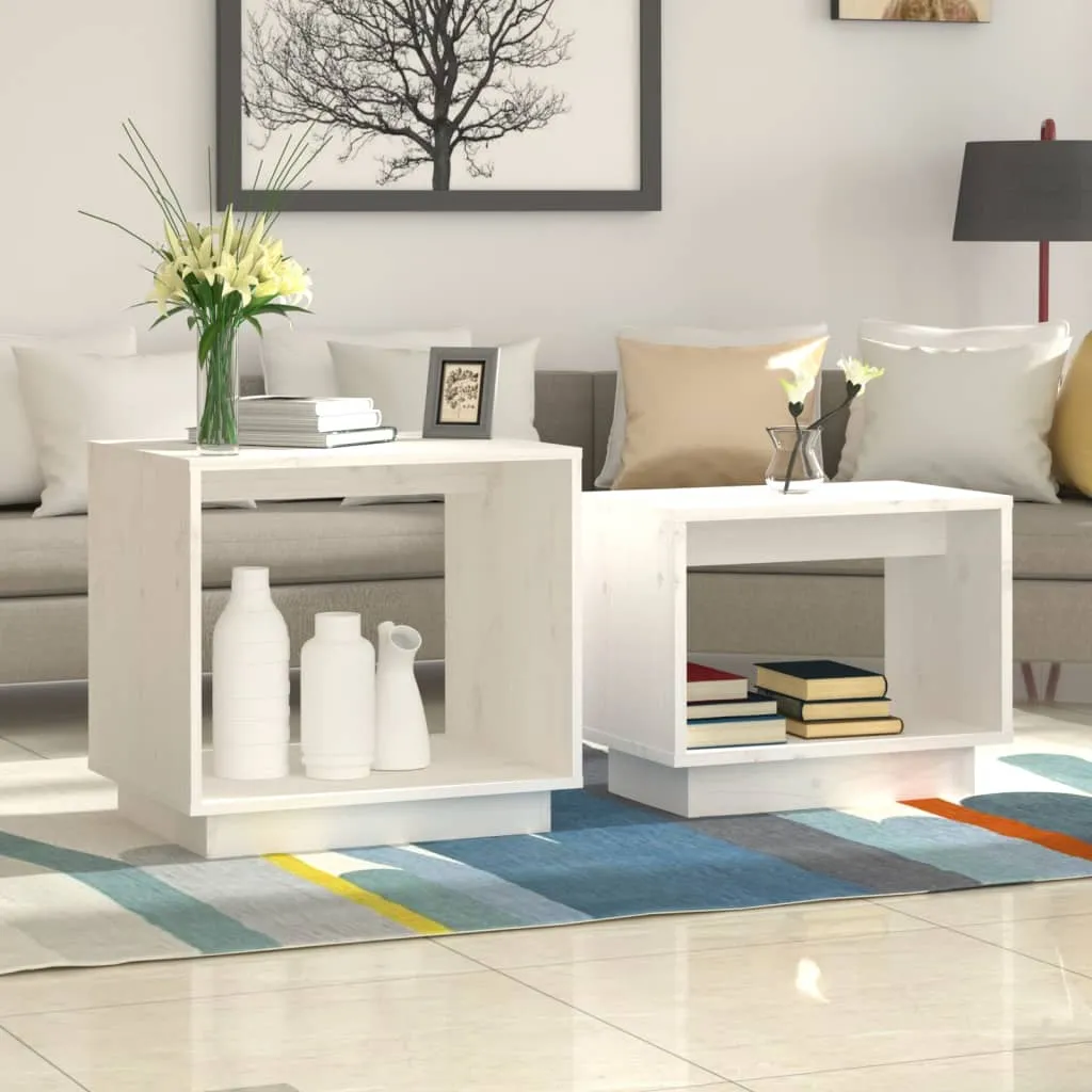 Coffee Tables 2 Pcs End Nesting Table for Living Room Solid Wood Pine