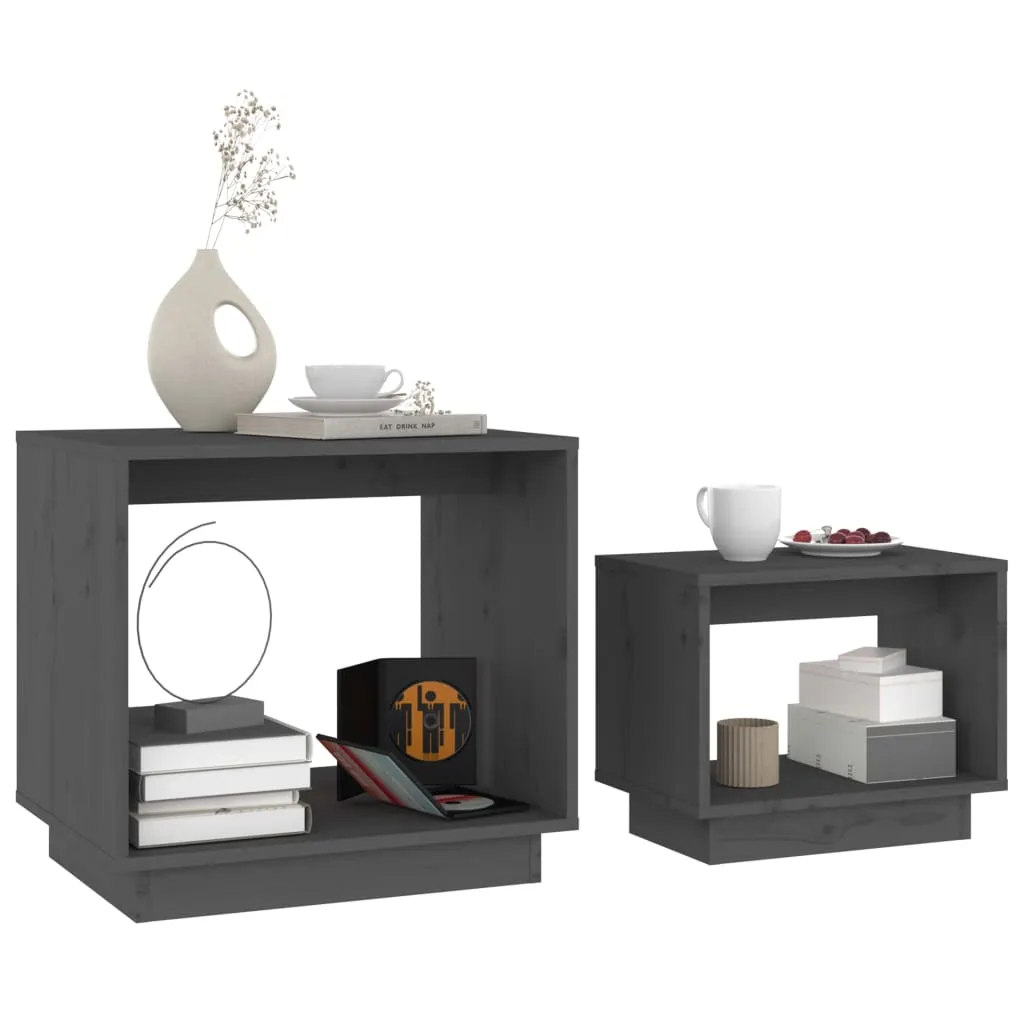 Coffee Tables 2 Pcs End Nesting Table for Living Room Solid Wood Pine