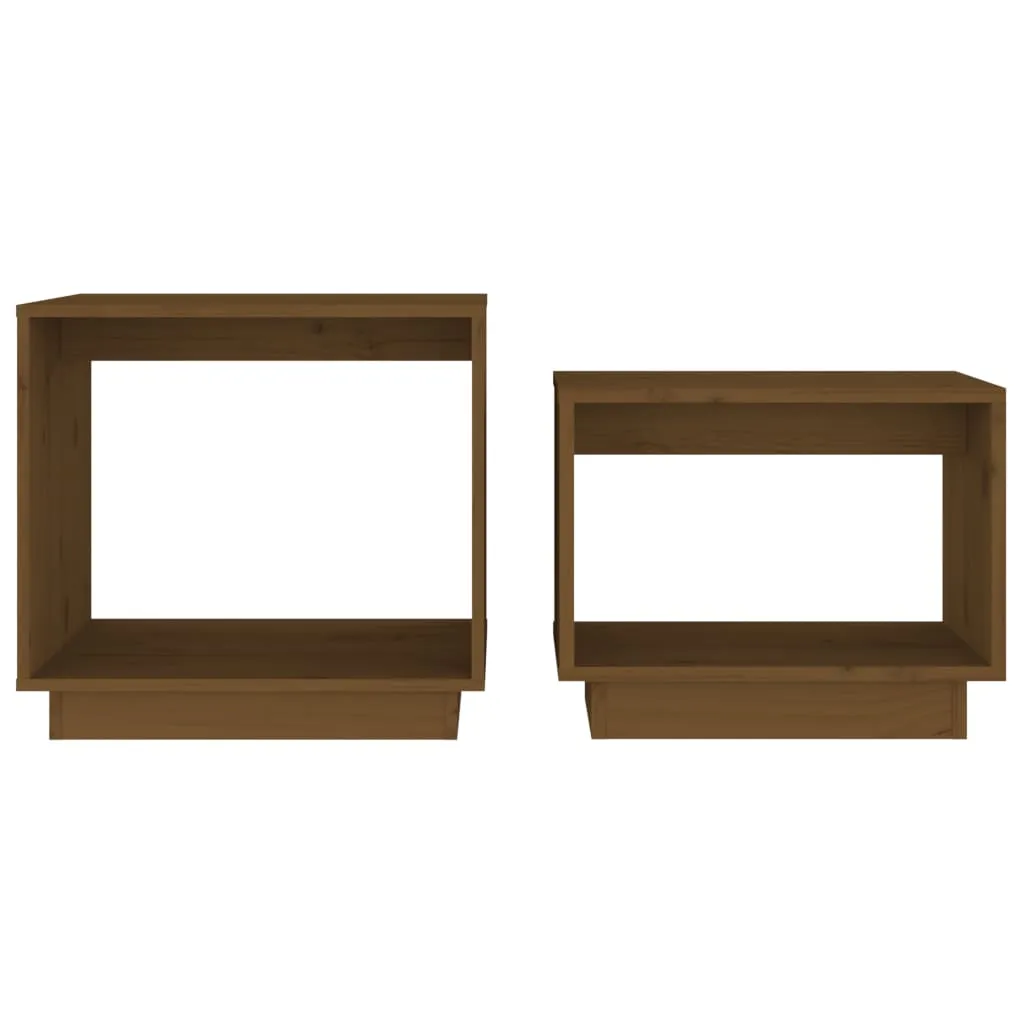 Coffee Tables 2 Pcs End Nesting Table for Living Room Solid Wood Pine