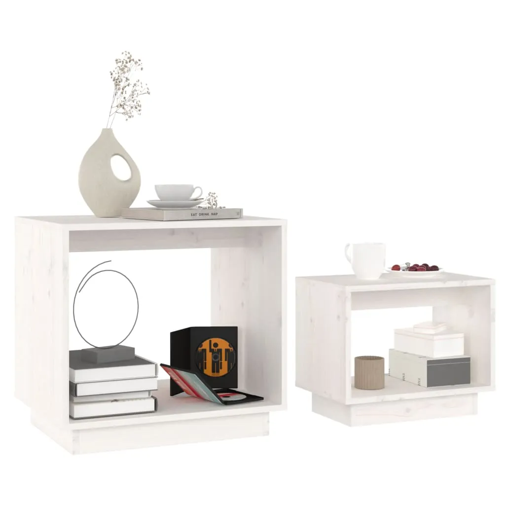 Coffee Tables 2 Pcs End Nesting Table for Living Room Solid Wood Pine