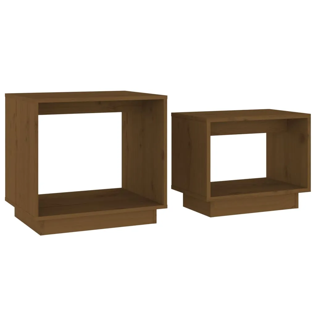Coffee Tables 2 Pcs End Nesting Table for Living Room Solid Wood Pine