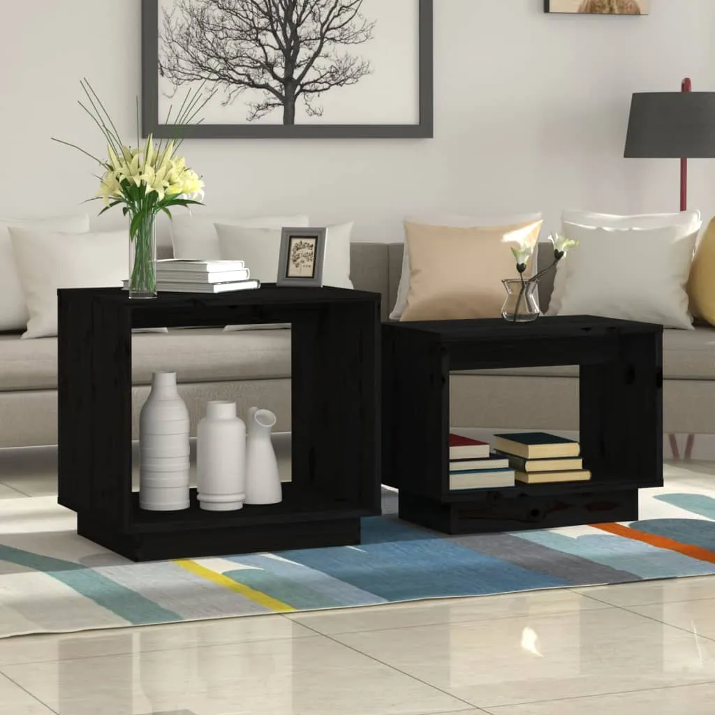 Coffee Tables 2 Pcs End Nesting Table for Living Room Solid Wood Pine