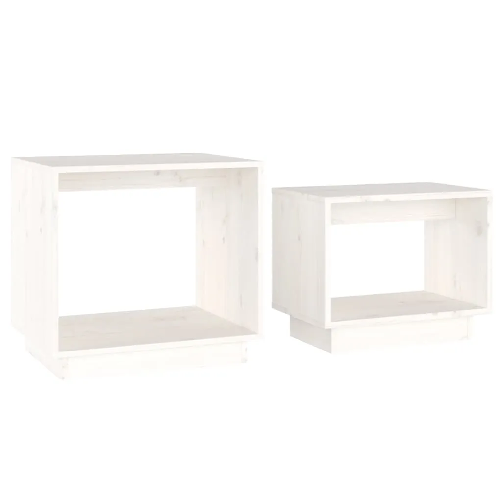 Coffee Tables 2 Pcs End Nesting Table for Living Room Solid Wood Pine
