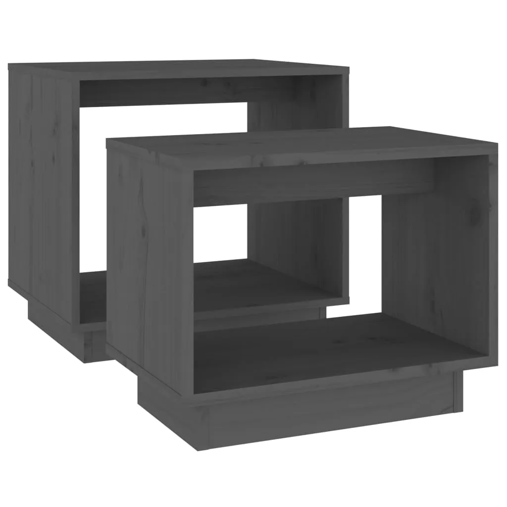 Coffee Tables 2 Pcs End Nesting Table for Living Room Solid Wood Pine