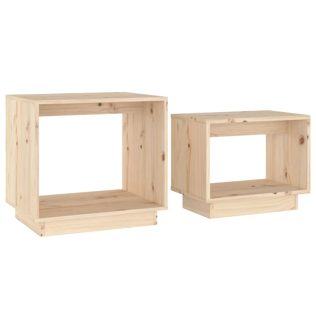 Coffee Tables 2 Pcs End Nesting Table for Living Room Solid Wood Pine
