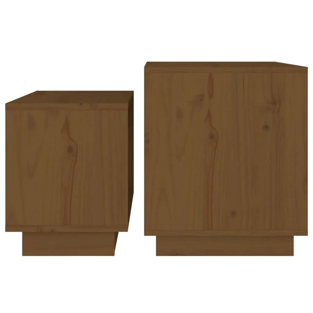 Coffee Tables 2 Pcs End Nesting Table for Living Room Solid Wood Pine
