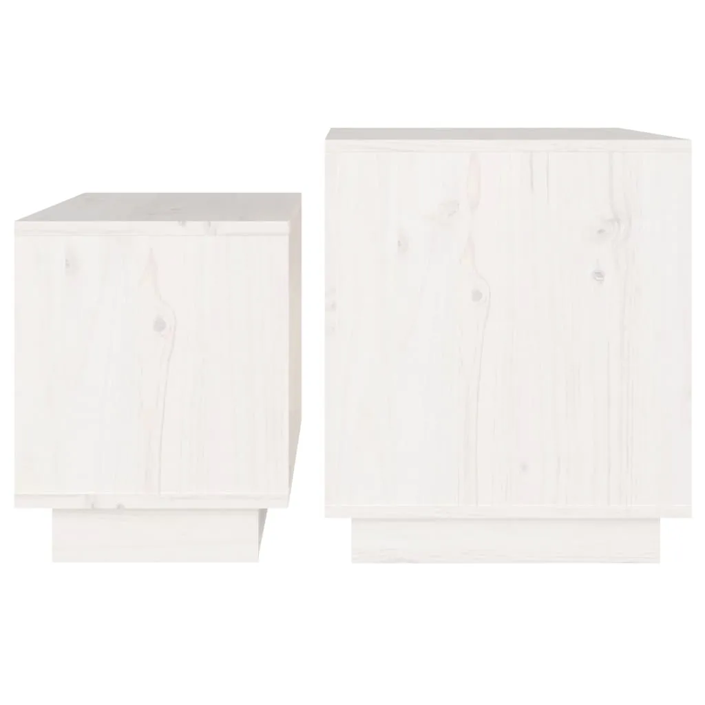 Coffee Tables 2 Pcs End Nesting Table for Living Room Solid Wood Pine