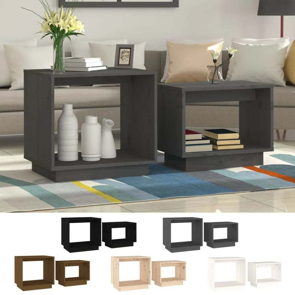 Coffee Tables 2 Pcs End Nesting Table for Living Room Solid Wood Pine