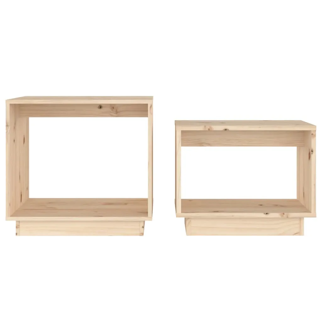 Coffee Tables 2 Pcs End Nesting Table for Living Room Solid Wood Pine