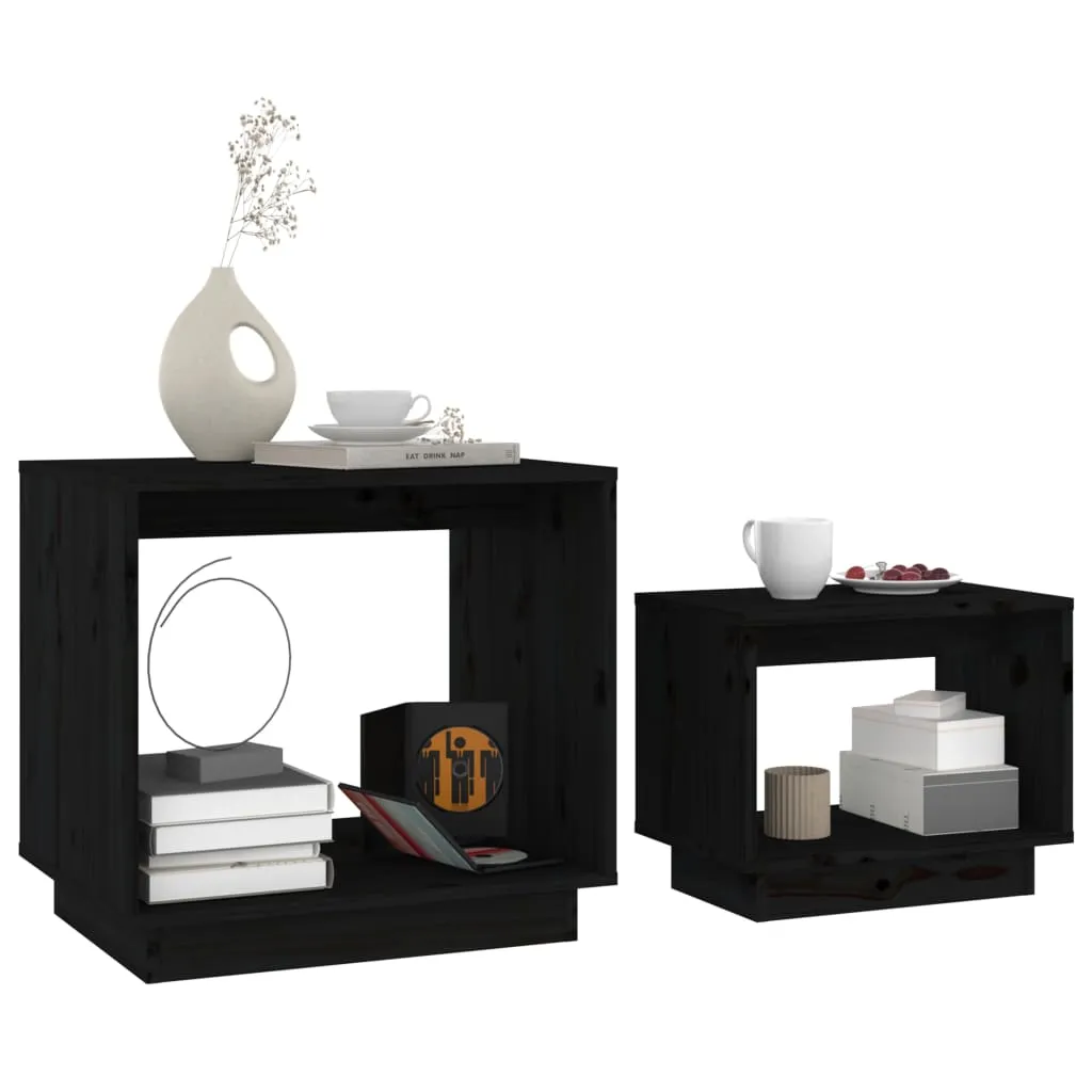Coffee Tables 2 Pcs End Nesting Table for Living Room Solid Wood Pine