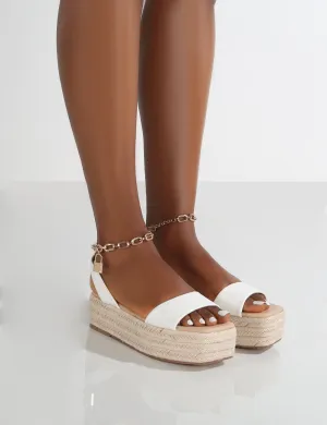 dubai white espadrille sandals with chain detail