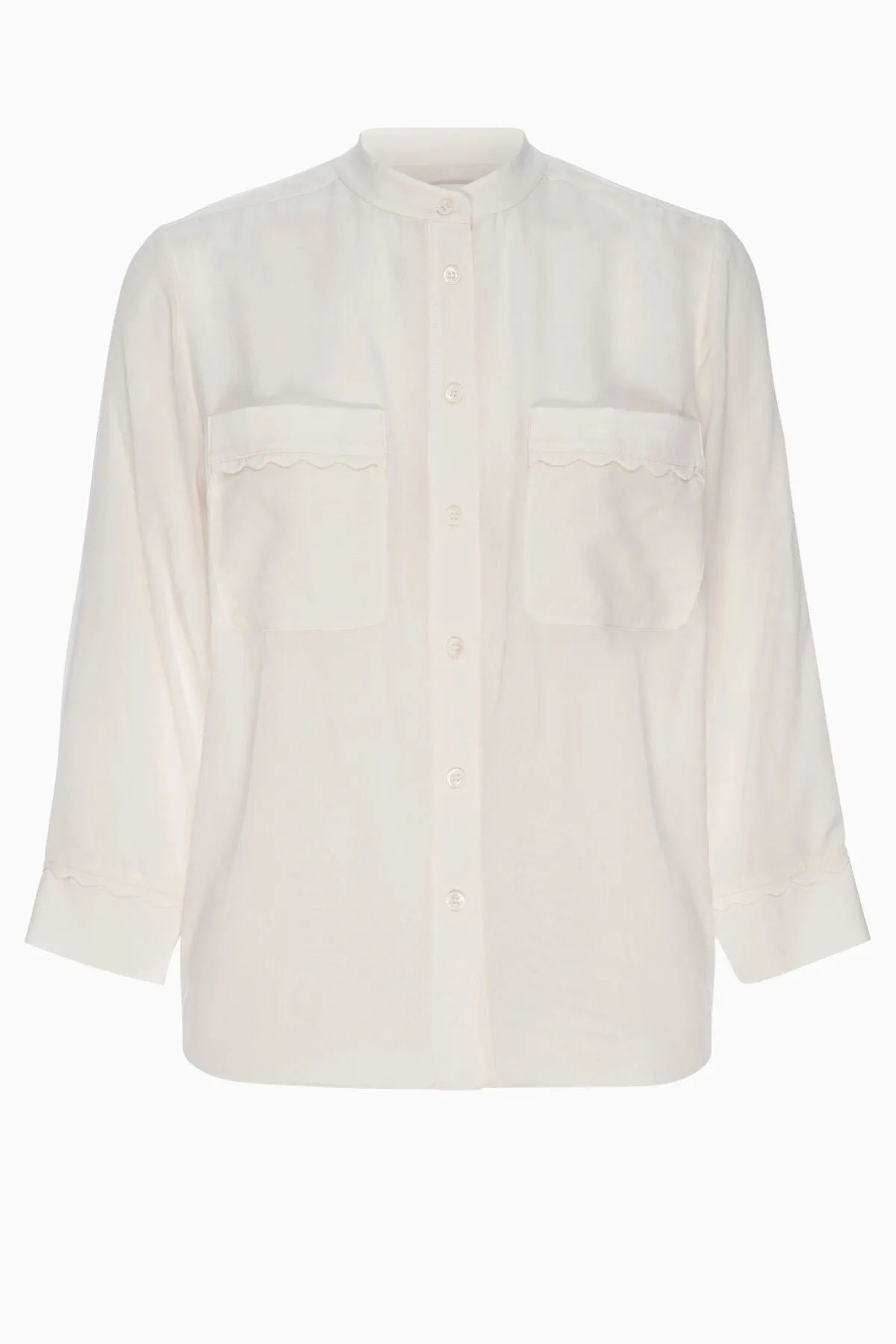 Frame Denim Scallop Trim Shirt - Cream