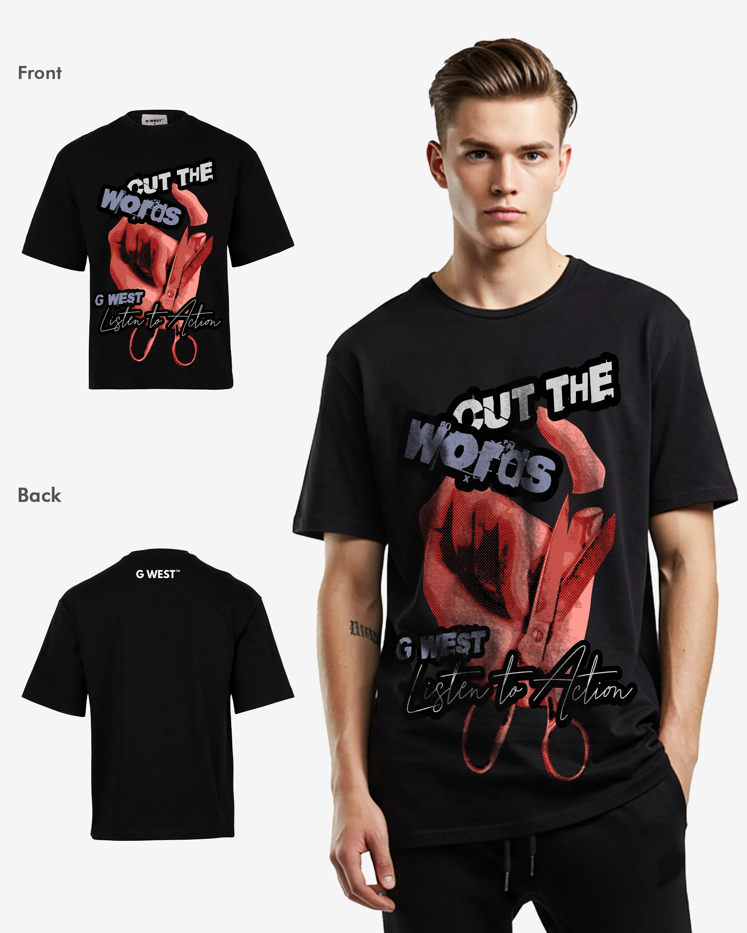 G-WEST ACTION OVERSIZED TEE GWROJMT95