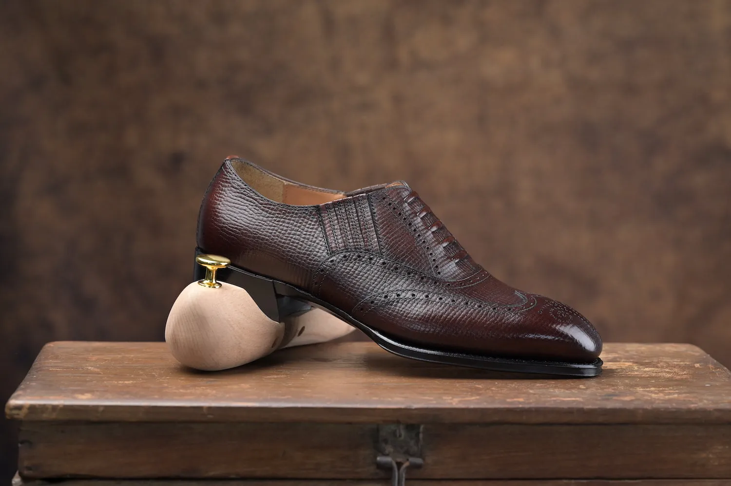 GEOFFREY Lazyman Oxfords (Dark Brown Hatch Grain)