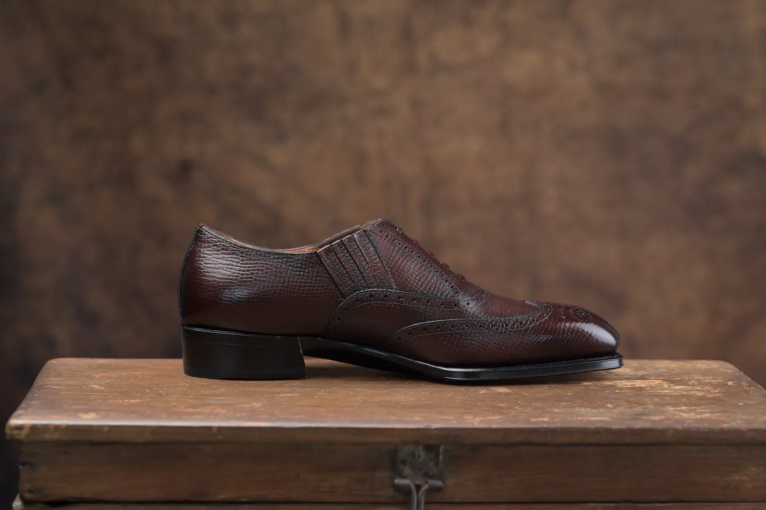 GEOFFREY Lazyman Oxfords (Dark Brown Hatch Grain)