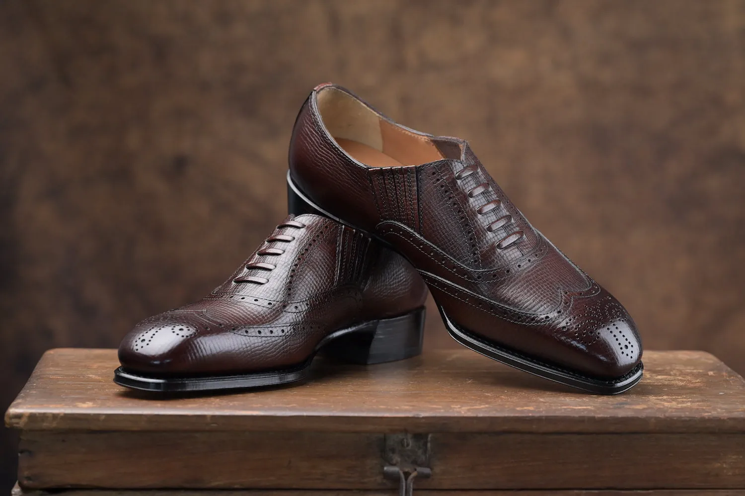 GEOFFREY Lazyman Oxfords (Dark Brown Hatch Grain)