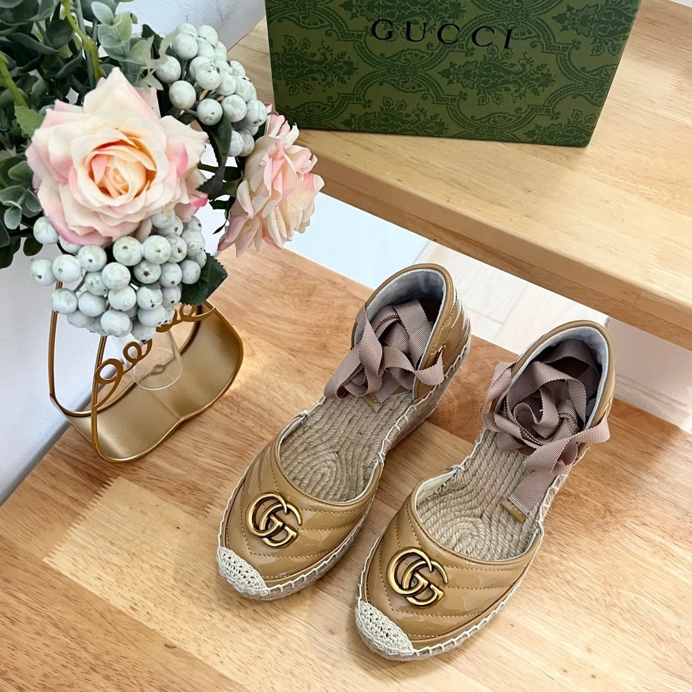 GG  Crochet platform Espadrilles Saddle Brown