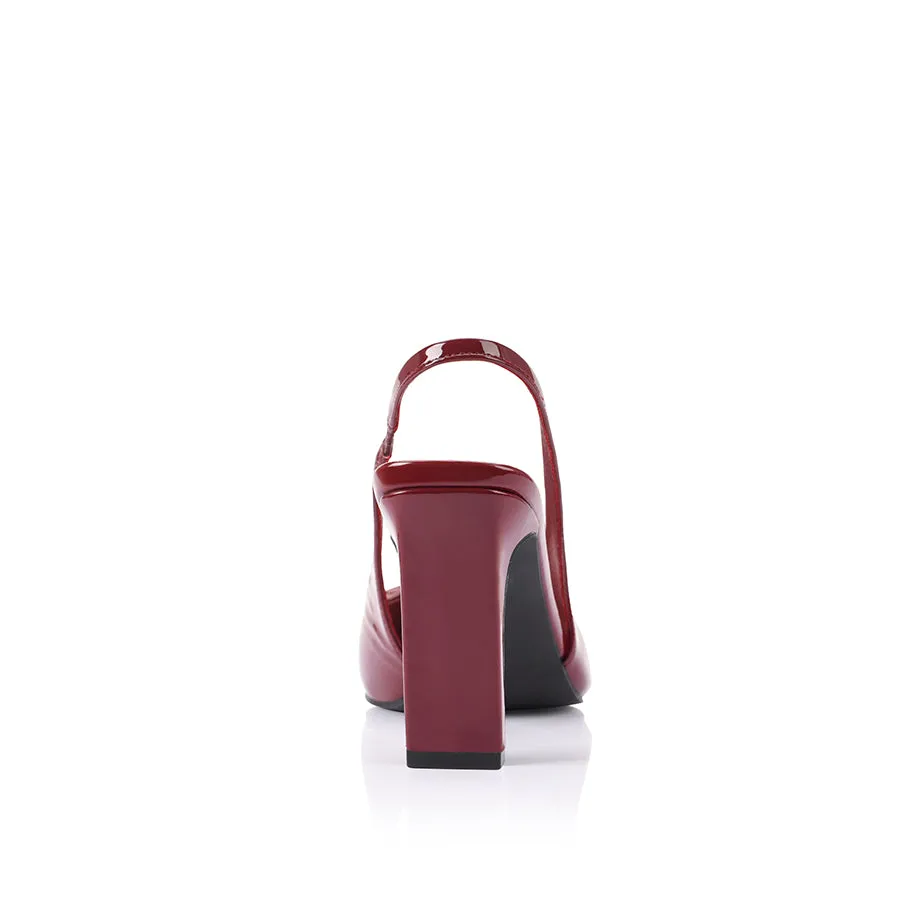 Konga Slingback Block Heels - Wine Patent