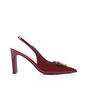 Konga Slingback Block Heels - Wine Patent