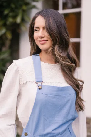 Linen Dungarees in Sky Blue