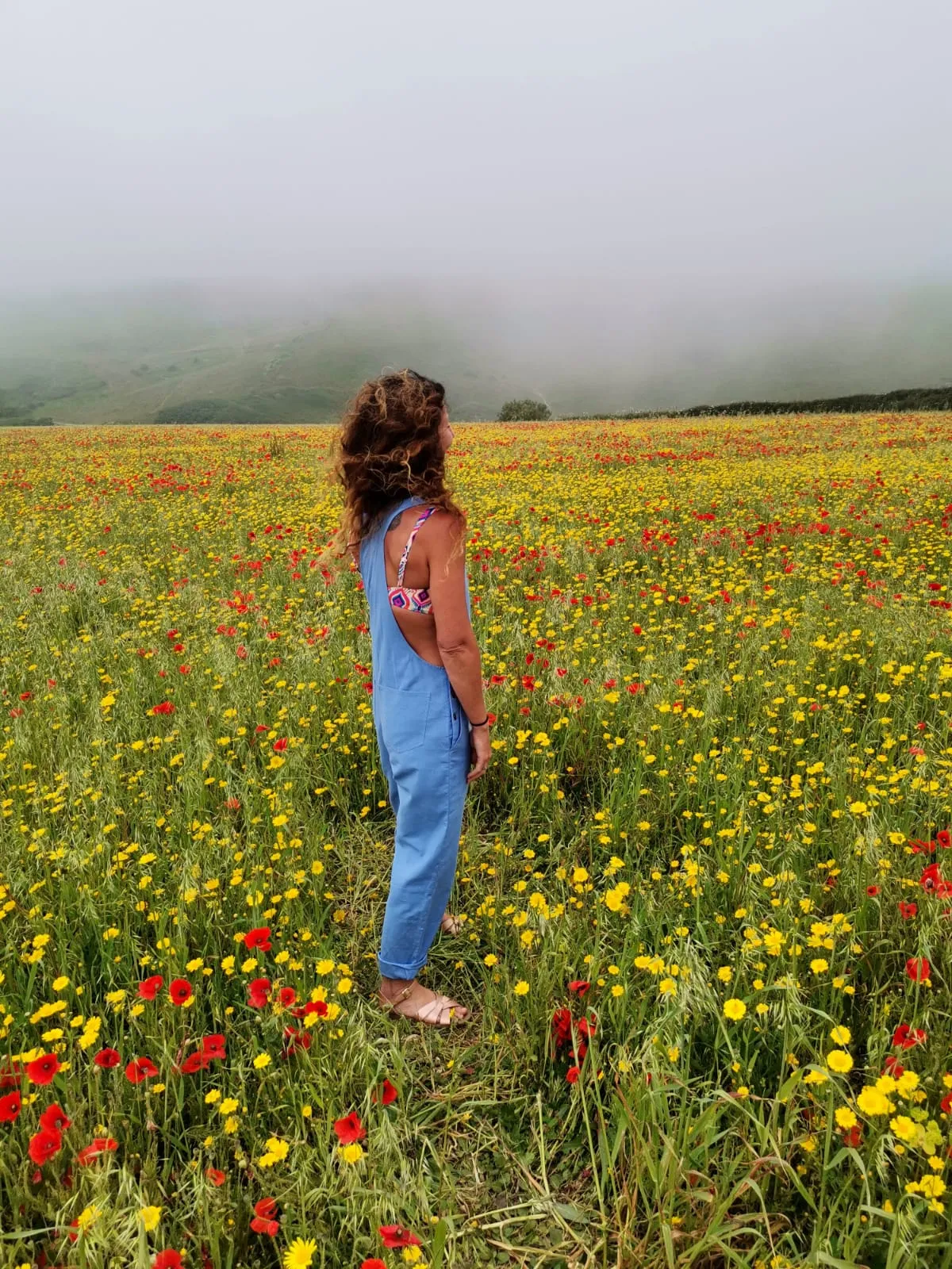 Linen Dungarees in Sky Blue