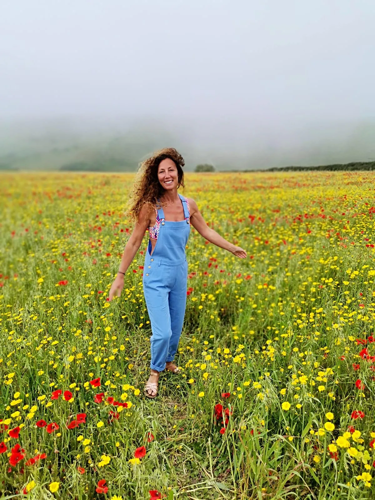 Linen Dungarees in Sky Blue