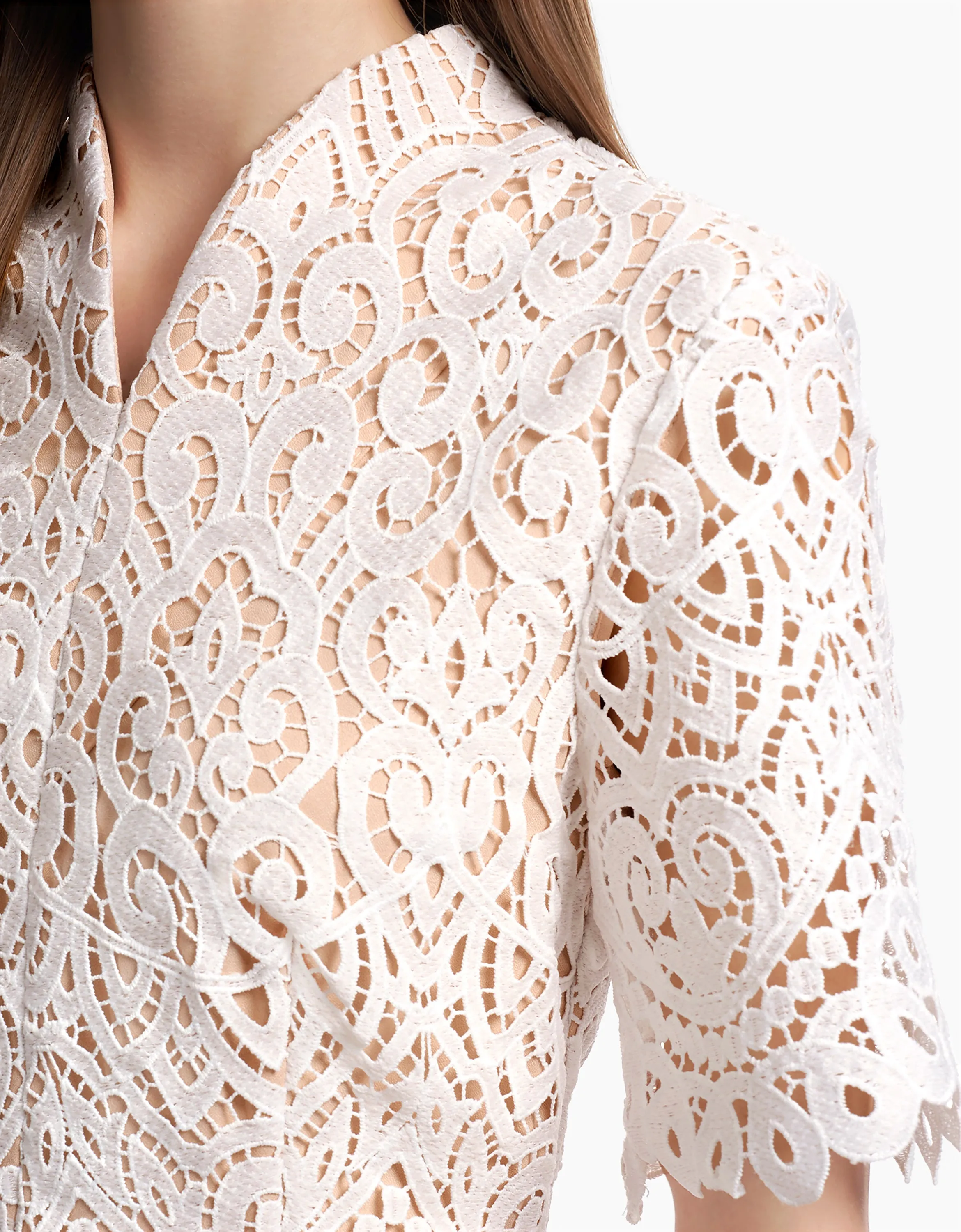 Mandarin Collar Lace Romper