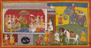 Mewar Ramayan: Bharat With Rams Sandals On The Throne - 17th Century