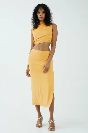 MODE SPLIT SIDE MIDI SKIRT | MARIGOLD