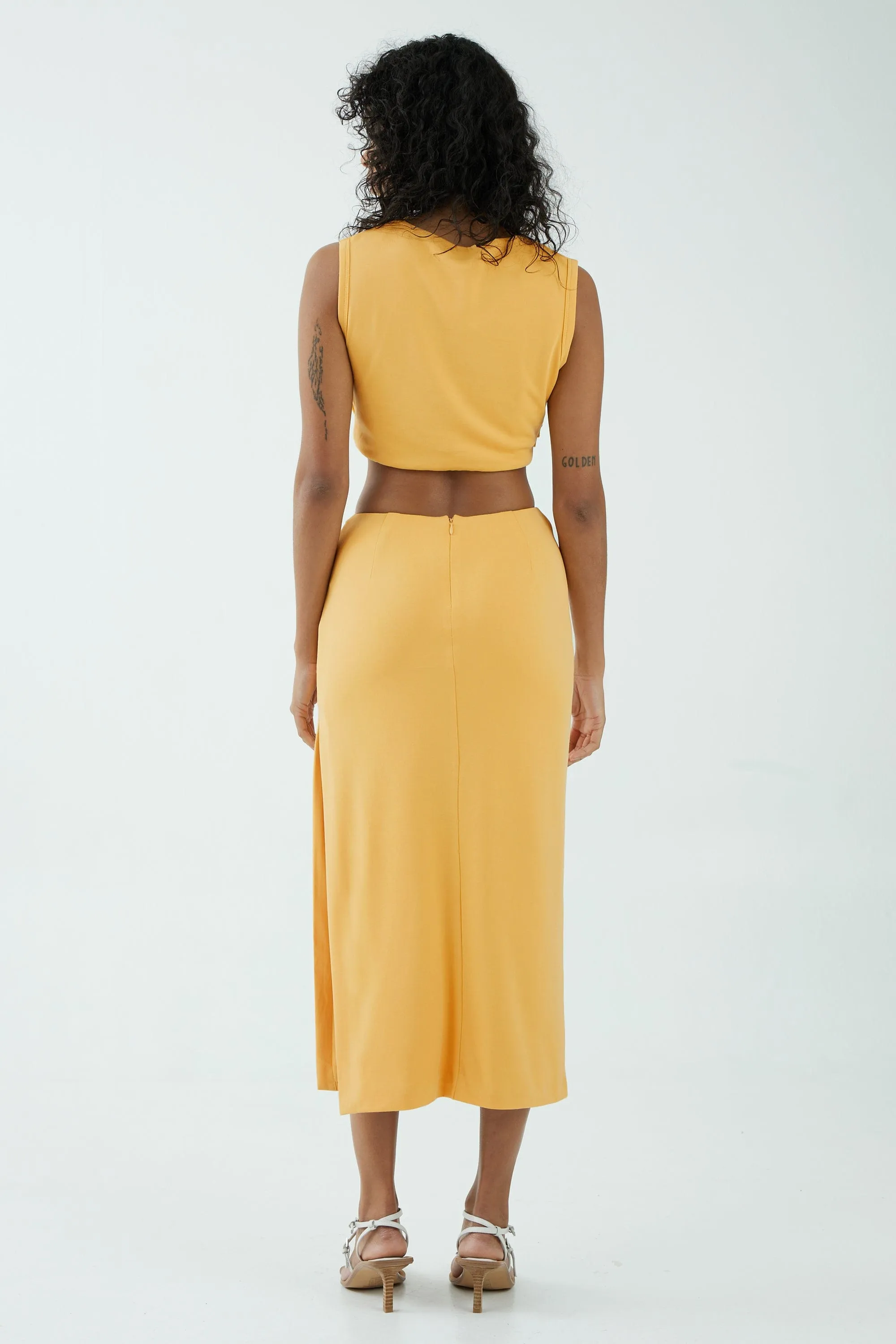 MODE SPLIT SIDE MIDI SKIRT | MARIGOLD