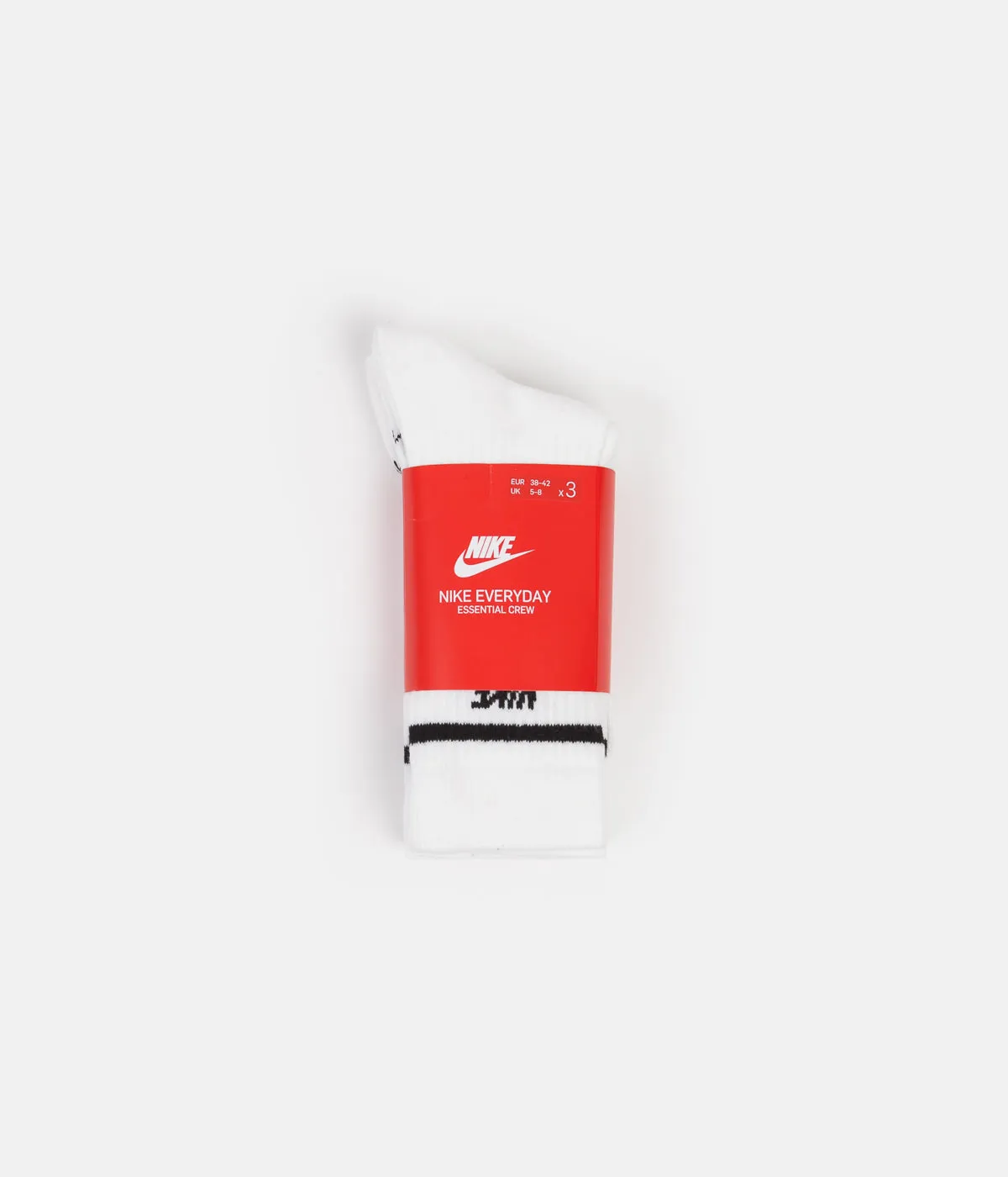 Nike Essential Stripe Crew Socks (3 Pair) - White / Black / Black