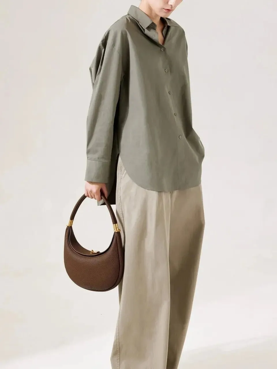 Olivia | Curved Leather Shoulder Bag